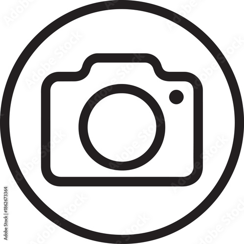 Wallpaper Mural Minimalist Camera Icon Black Line Art in Circular Frame on Transparent Background Torontodigital.ca