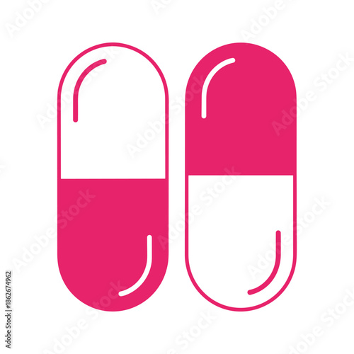 Two pink and white capsules Vector