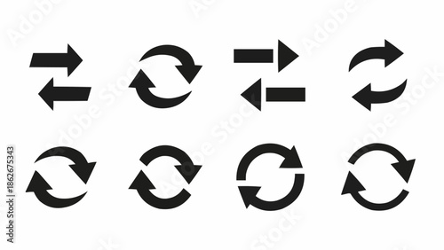 Set of Black Arrows in Different Directions.