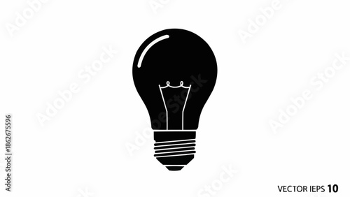 Black and White Light Bulb Illustration for Ideas and Innovation.