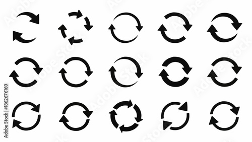 Set of Circular Arrows for Refresh or Reload Icons.