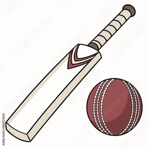 Cricket Gear Vector Illustration Bat and Ball