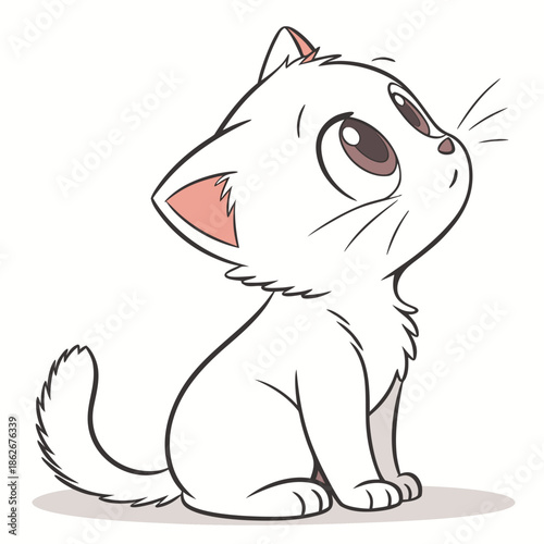 Cute Baby Kitten Sitting Calmly Vector