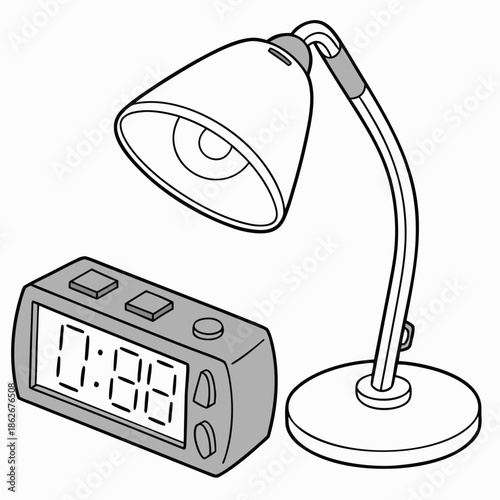 Functional Desk Lamp and Alarm Clock Set Graphic