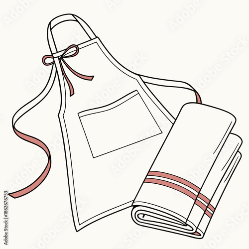 Professional White Folded Apron Vector Illustration
