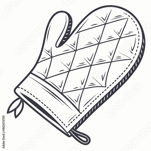 White Folded Kitchen Oven Mitt Vector Illustration