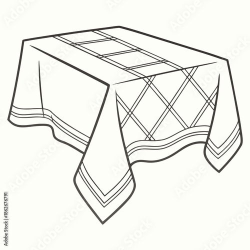 Neatly Folded White Linen Tablecloth Vector Graphic