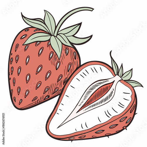 Ripe Strawberry Cross Section Vector Illustration