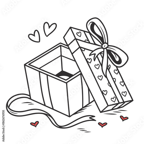 Minimalist Gift Box with Ribbon Bow Vector Illustration