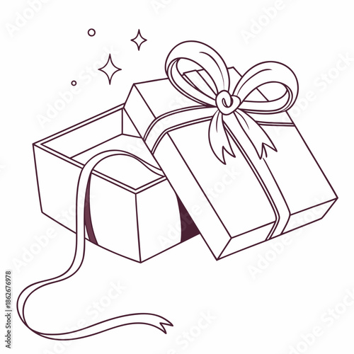 Clean Style Gift Box with Ribbon Vector Illustration