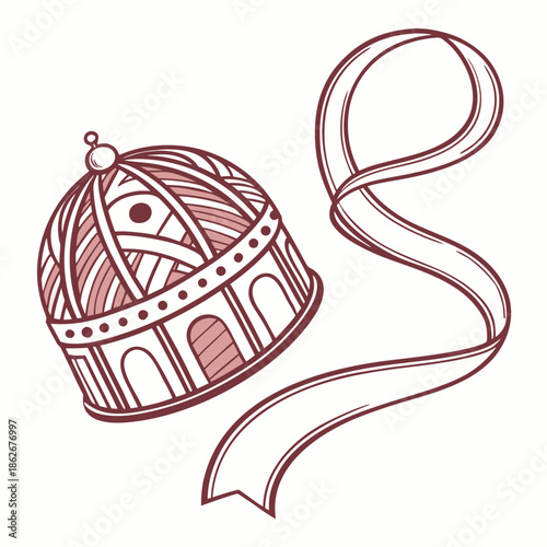 Shiny Pink Gift Ribbon Curl Vector Illustration