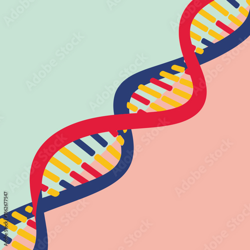 Abstract DNA Double Helix Structure with Colorful Genetic Material.