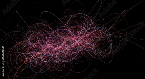 Abstract visualization showing complex, interconnected routes, illustrating unpredictable trajectories and uncertain future directions ,way ,flow ,conceptual