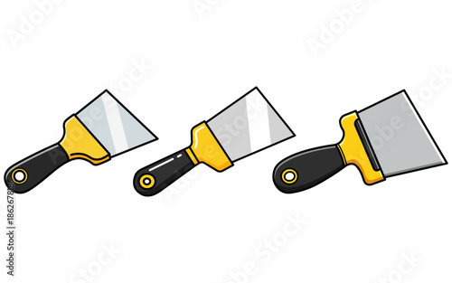 Construction Putty Knives Set Cartoon Vector Illustration for Home Improvement Work