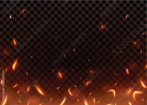 Realistic Fiery Sparks and Embers Flying Upwards from a Blazing Fire.