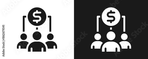Sales Team Icon Set Glyph In White And Black Background