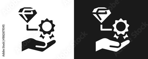 Value Proposition Icon Set Glyph In White And Black Background
