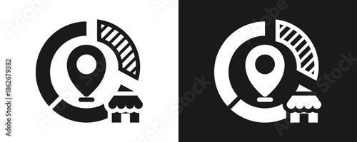 Market Positioning Icon Set Glyph In White And Black Background