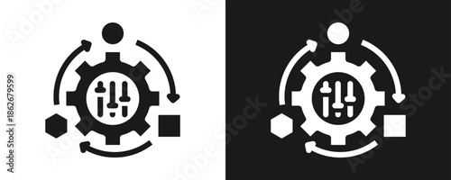 Adaptability Icon Set Glyph In White And Black Background