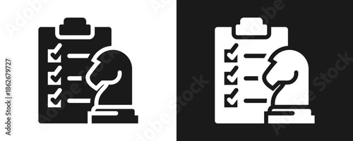 Strategic Planning Icon Set Glyph In White And Black Background
