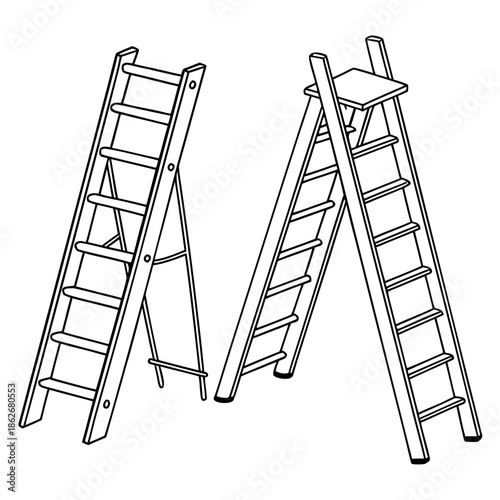 Wooden ladders in parallel
