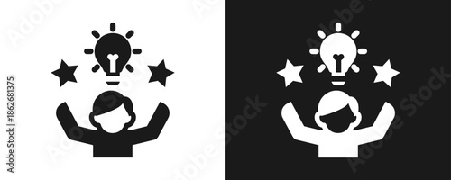 Enthusiasm Icon Set Glyph In White And Black Background