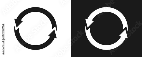 Renew Icon Set Glyph In White And Black Background