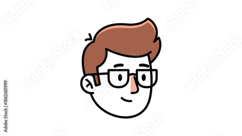 Cartoon illustration of a man with glasses and brown hair.