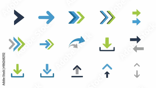Collection of Arrow Icons Pointing in Various Directions.