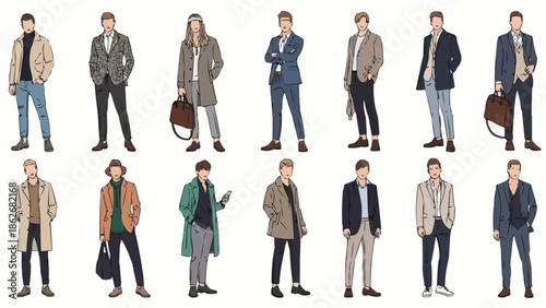 Diverse Mens Fashion - A Stylish Collection of Outfits and Poses.