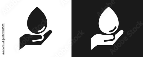Water Conservation Icon Set Glyph In White And Black Background