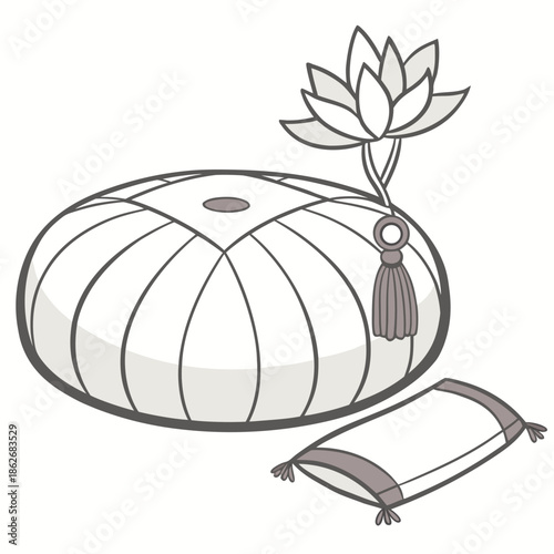 Round Meditation Cushion - Comforting and Serene White Background