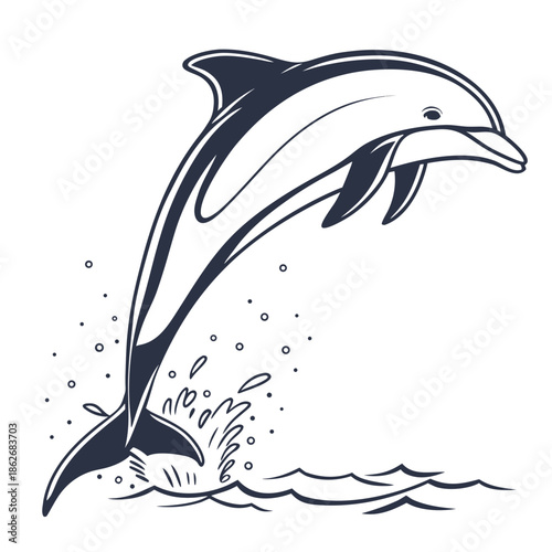 Minimalist Dolphin Illustration with Smooth Curves