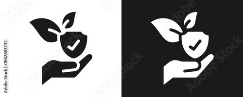 Nature Protection Icon Set Glyph In White And Black Background