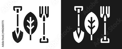 Organic Farm Icon Set Glyph In White And Black Background