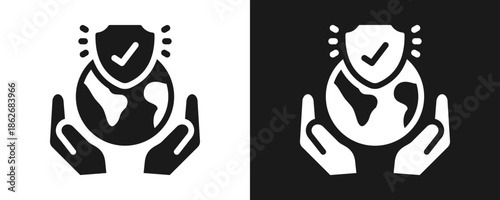 Our Responsibility Icon Set Glyph In White And Black Background