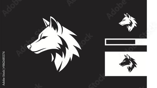 Monochrome Wolf Head Logo Design for Branding and Identity.
