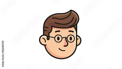 Cartoon Man with Glasses - A Friendly and Approachable Character.