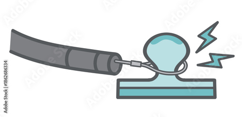 EMRの通電・切除（高周波電流で焼き切る）のイラスト