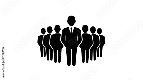 Business team silhouette with leader in front, corporate leadership and group of professionals.