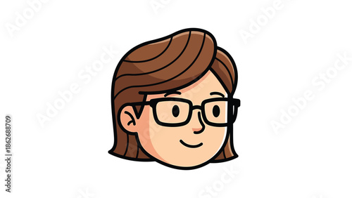 Cartoon Woman with Glasses - A Friendly and Approachable Character.