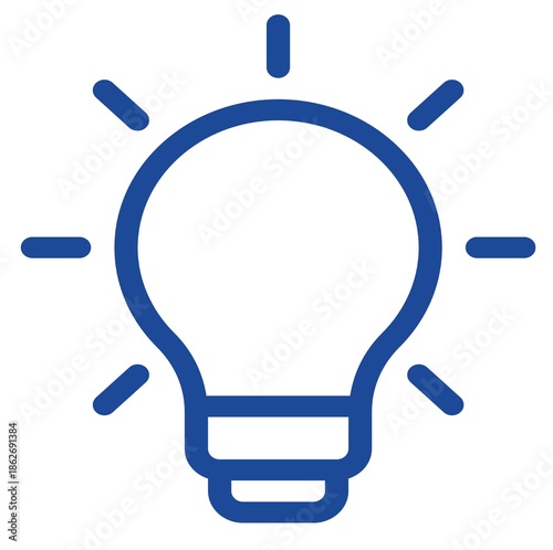 Light Bulb flat icon. Vector blue symbol. Pictogram is isolated on a white background. 
