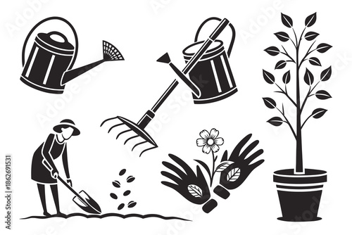 vector illustration of gardening tools