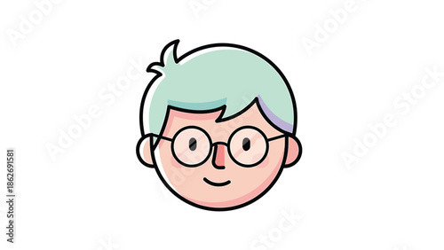Cartoon Boy with Glasses - A Charming and Innocent Illustration.