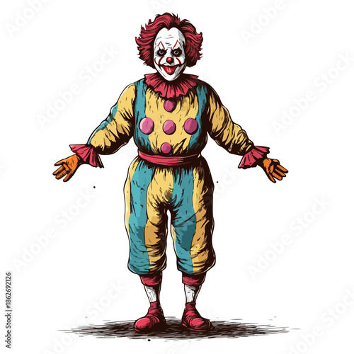 clown, april fool's day, full body, festival, vector, transparent background, costume, fun, person, funny, horror, isolated, circus