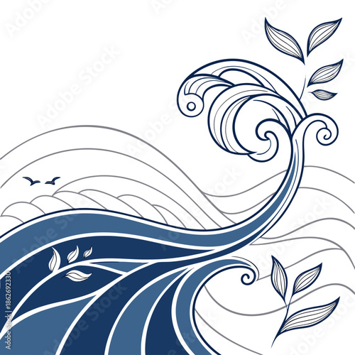 Modern Abstract Wave Design with Smooth Curves
