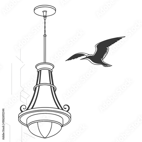 Modern Ceiling Pendant Lamp on White Background