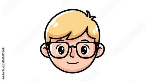 Cartoon Boy with Glasses - A Cheerful and Innocent Portrait.