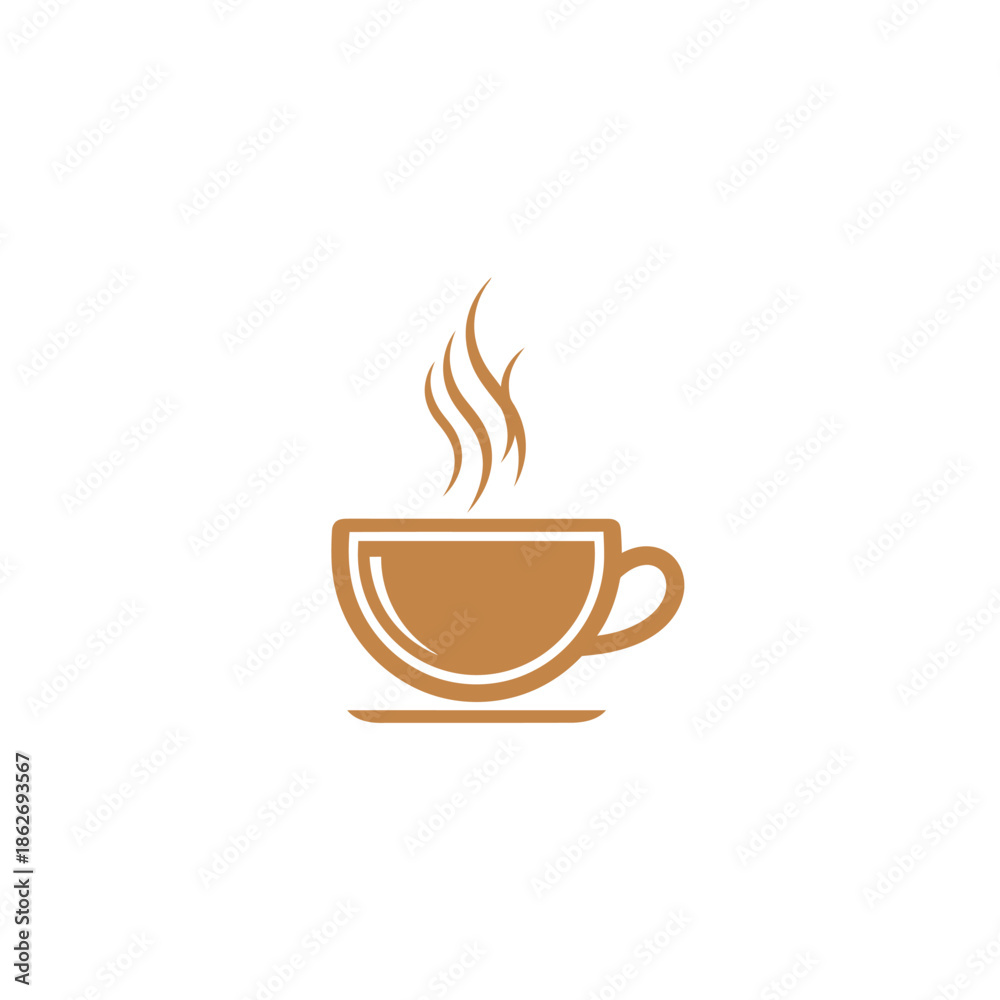 Obraz premium Elegant Coffee Cup Illustration with Rising Steam for Cafe Branding.