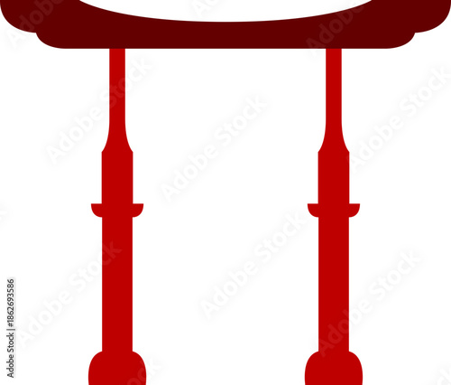 Red Chinese Gate Silhouette